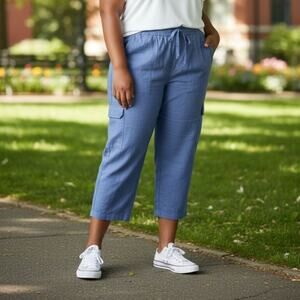 New York & Company | NWT | Blue Linen Capri Pants | XXL